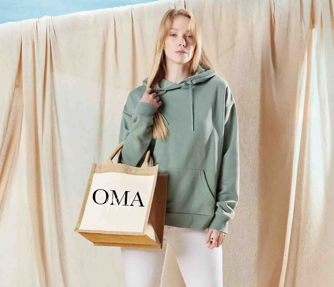 Jute tas oma met naam