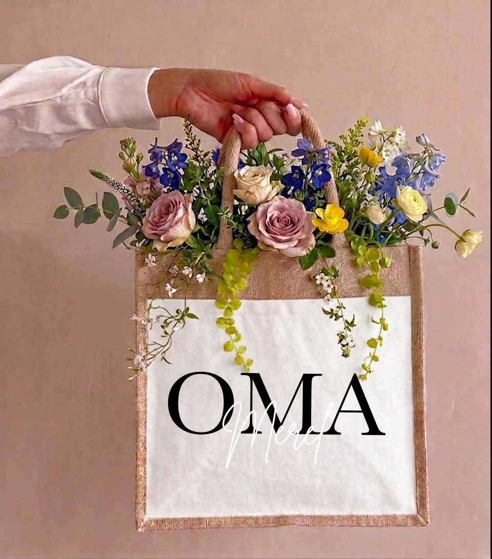 Jute tas oma met naam